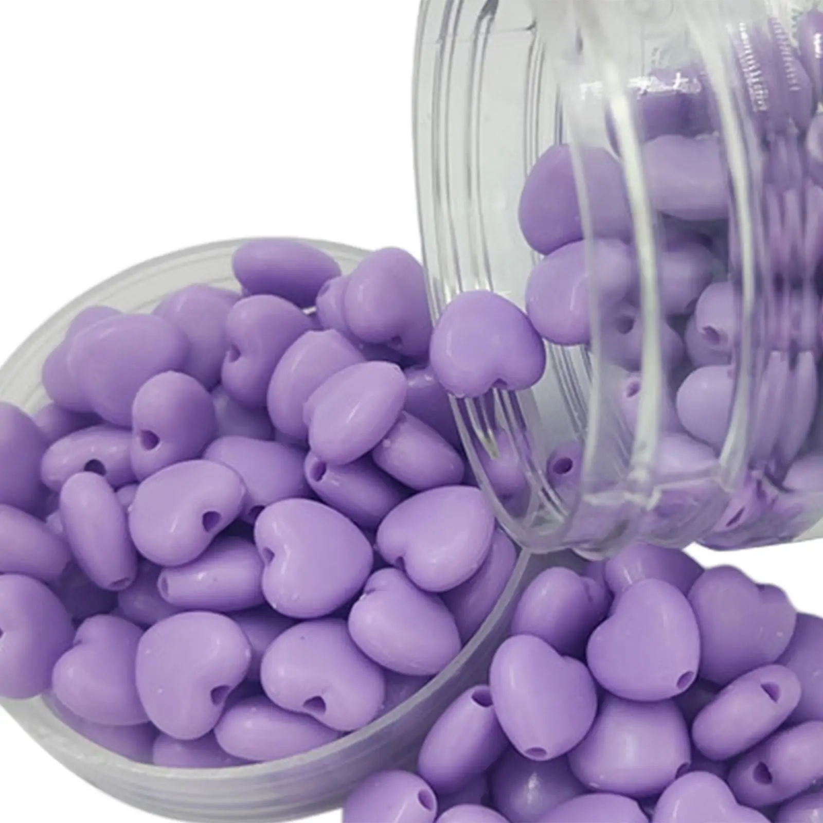 Plastic Spacer Beads Heart Purple Pony Beads Box Jewelry Making Kit Beading Accessories with Elastic for Girls Charm Bracelets
