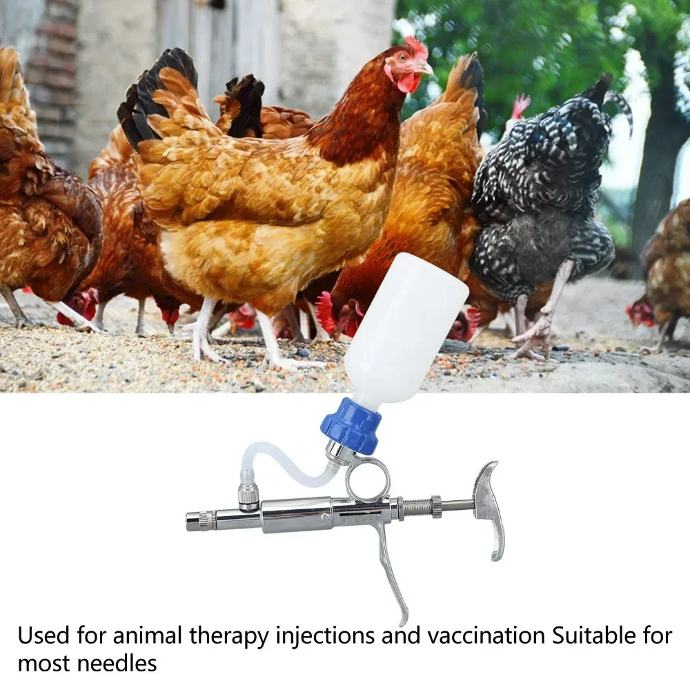 0-5ML Bottle Insert Animal Adjustable Continuous Injection Vaccine Syringe Injector Chicken Pig Cattle Sheep Injection Gun