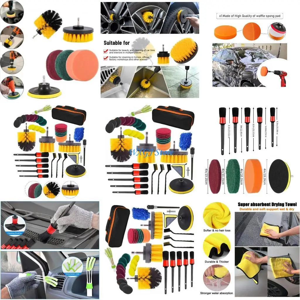 

37JE Car Tire Detail Brushes Interior Detailing Brush Polishing Waxing Sponge 39x/Set