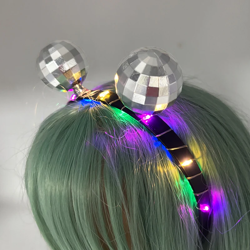 بارد LED ديسكو الكرة عقال حفلة تنكرية عيد ميلاد الحفل Led إكسسوارات الشعر Led Cyberpunk عقال للفتيات هيرباند اللعب