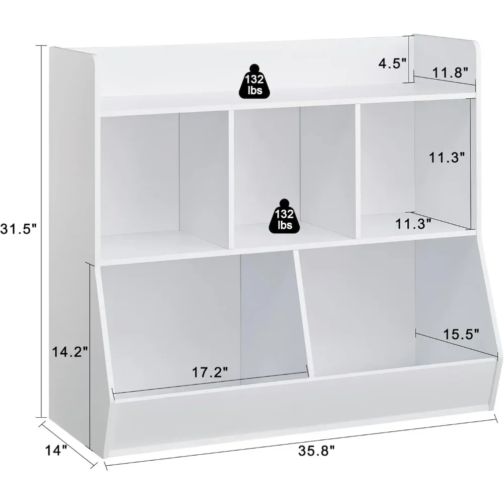 Rangement de jouets évalué avec bibliothèque, étagère à jouets pour enfants, armoire de rangement de jouets, adaptée à la chambre des enfants, à la salle de jeux, au couloir