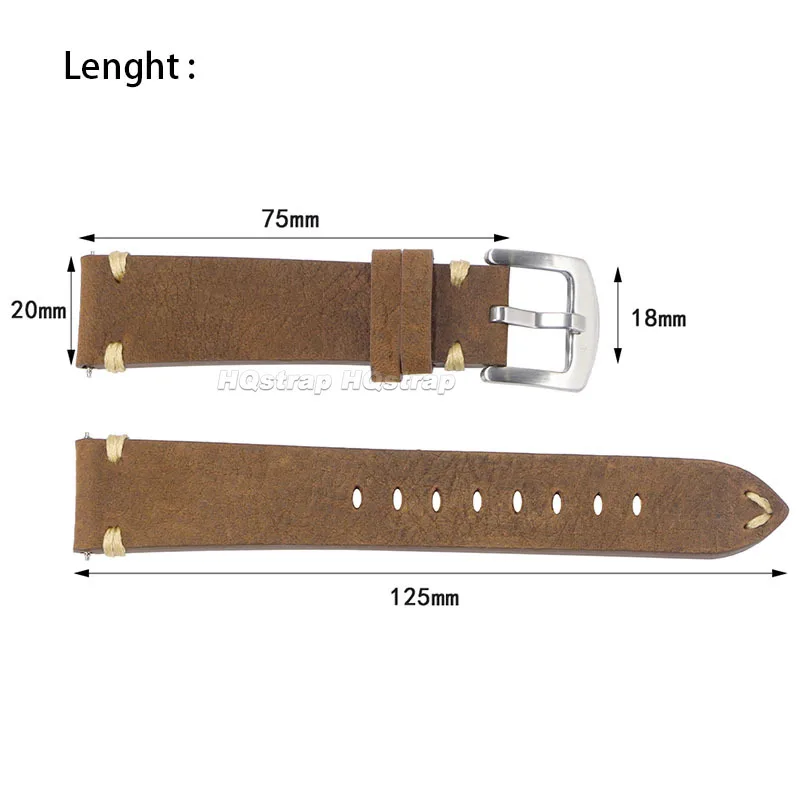 Ремешок из натуральной кожи 20 мм 22 мм, винтажный ремешок для часов из воловьей кожи для Omega для браслета Seiko, спортивный универсальный сменный браслет