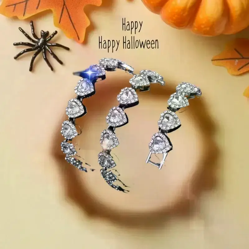 45CM 신상 힙합 테니스 체인 팔찌 목걸이 반짝이는 하트 모양 큐빅 지르코니아 패션 록 파티 주얼리