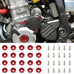 20set Fasteners Fender Bumper Washer Bolt JDM Engine Bay Dress Up Kit CNC Billet Aluminum Finishing Lisence Plate Decor Bolt Red