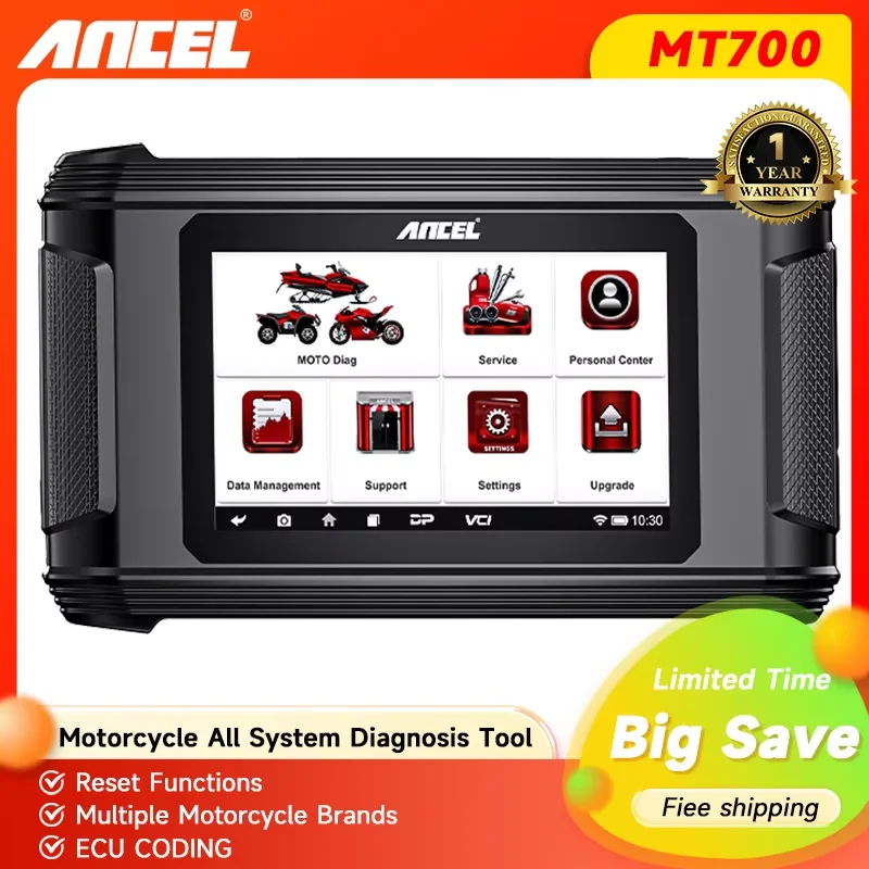 New ANCEL MT700 OBD2 Motorcycle Scanner Full System Diagnostic Tool Oil Rest ABS Bleeding ECU Coding Active Test for Motorcycle