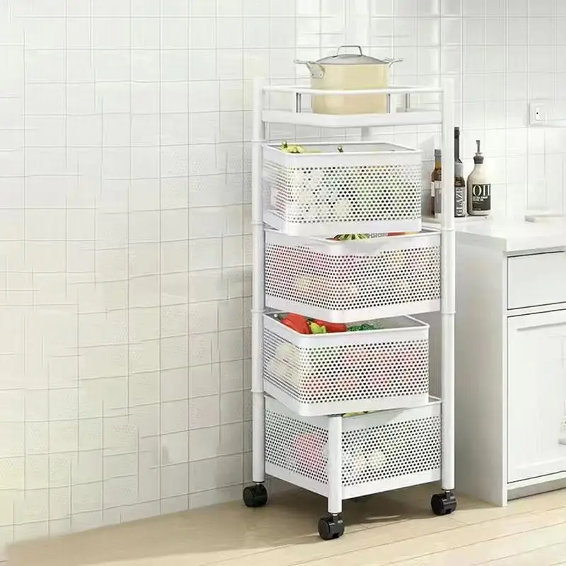 Removable Rotating Kitchen Shelving Multi-functional Storage Rack Vegetable and Fruit Basket Rotating Storage Rack Cart