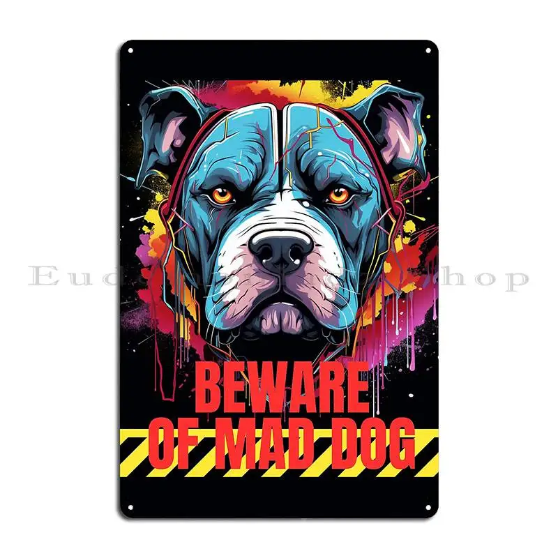 Beware Of The Dog The Mighty Pitbull Metal Signs Custom Pub Wall Mural Create Mural Tin Sign Poster