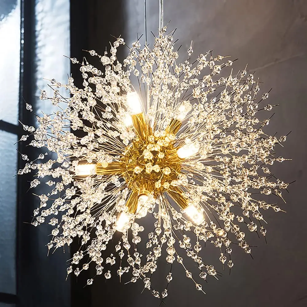 Modern Vuurwerk Goud, Paardenbloem Kroonluchter Lamp Hanglamp Is Geschikt Voor Eetkamer, Woonkamer, Slaapkamer, Eetkamer