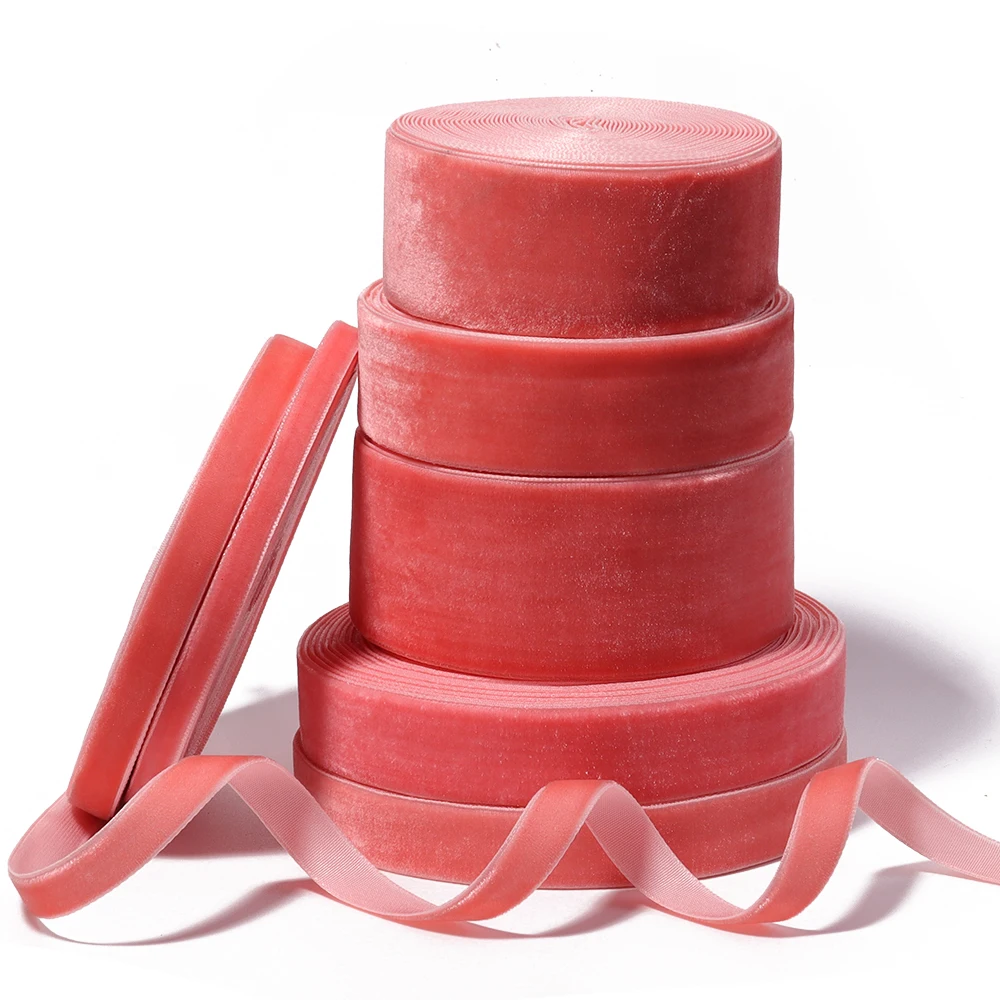 5-10yards 6-38mm Watermelon Red Velvet Ribbon Single Face Flocking Webbing For Christmas Wedding Party DIY Gift Wrapping Decor