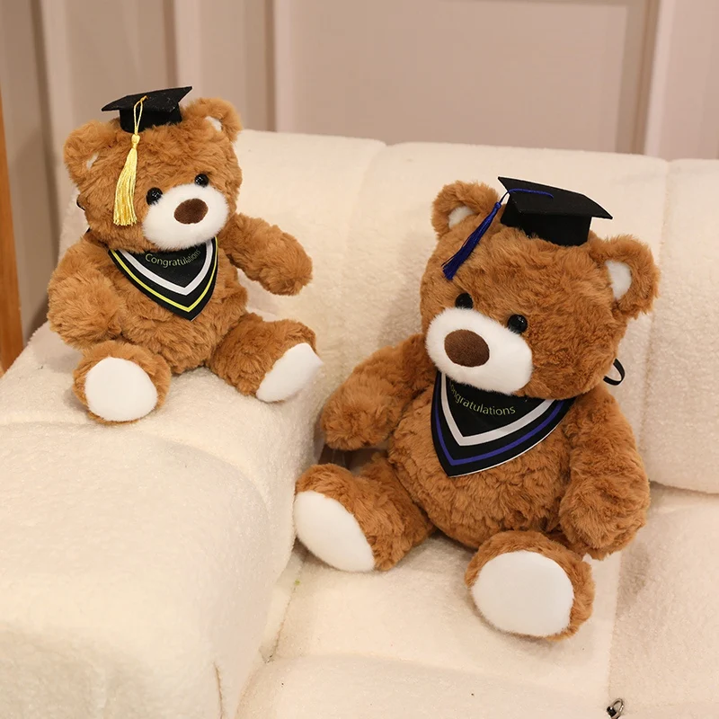 22/32cm 2025 새로운 만화 졸업 곰 봉제 인형 귀여운 의사 모자 곰 동물 부드러운 인형 장난감 홈 장식 어린이를위한 선물