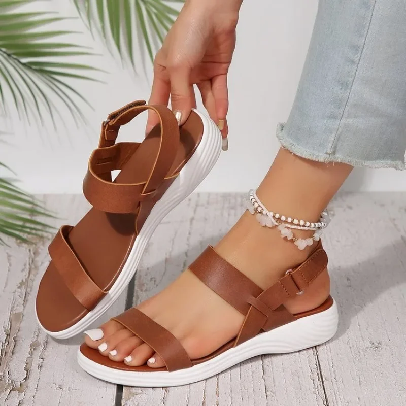 Women\'s Knit Elastic Cloth Wedge Sandals Slip on Lightweight Walking Sandals Women Plus Size Comfortable Summer Shoes Woman 2024