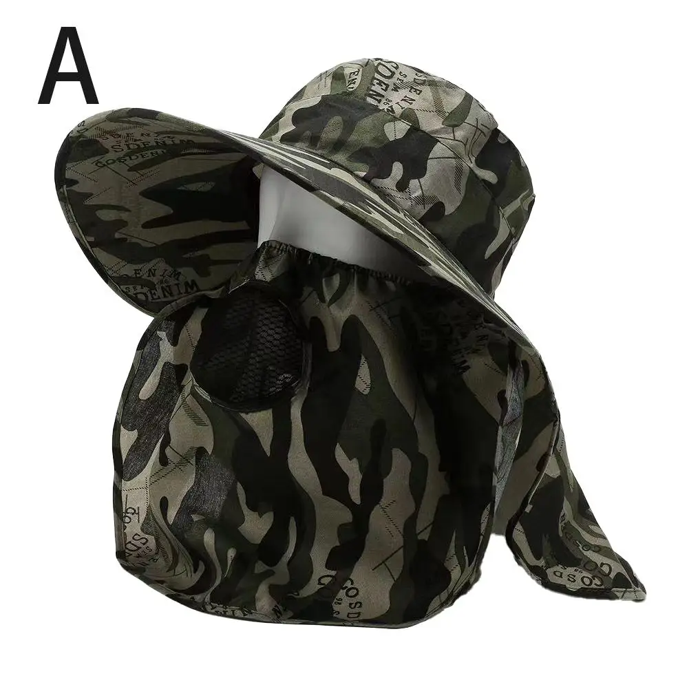 Camo Sunscreen Hat Fishing Sun Shading Neck Protection Breathable Windproof Hiking Tea Picking Photography Face Covering Shawl