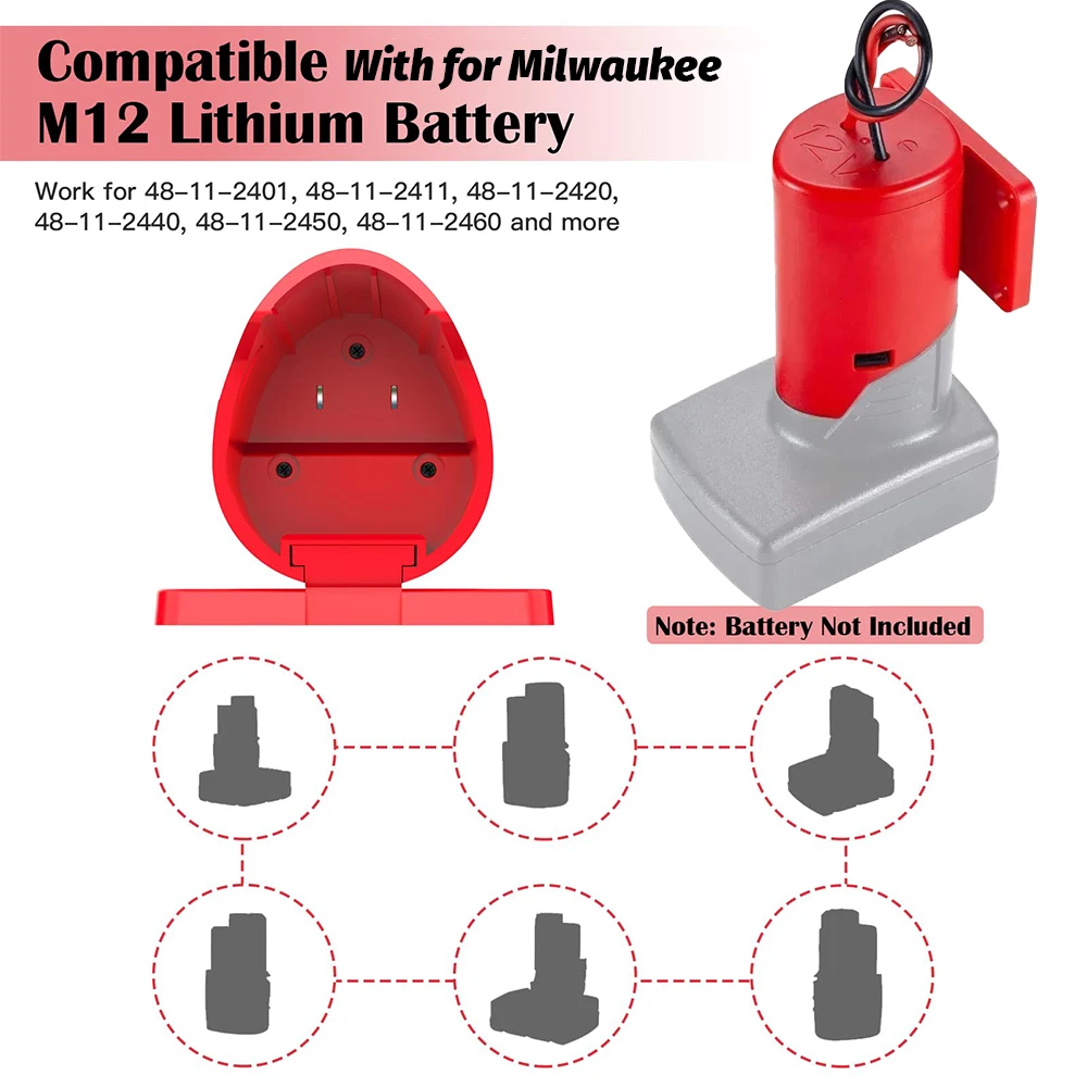 12V Adapter for Power Wheel Adapter Compatible with for Makita/Bosch/Milwaukee M12 Battery, Power Conversion Kit for Power Tool