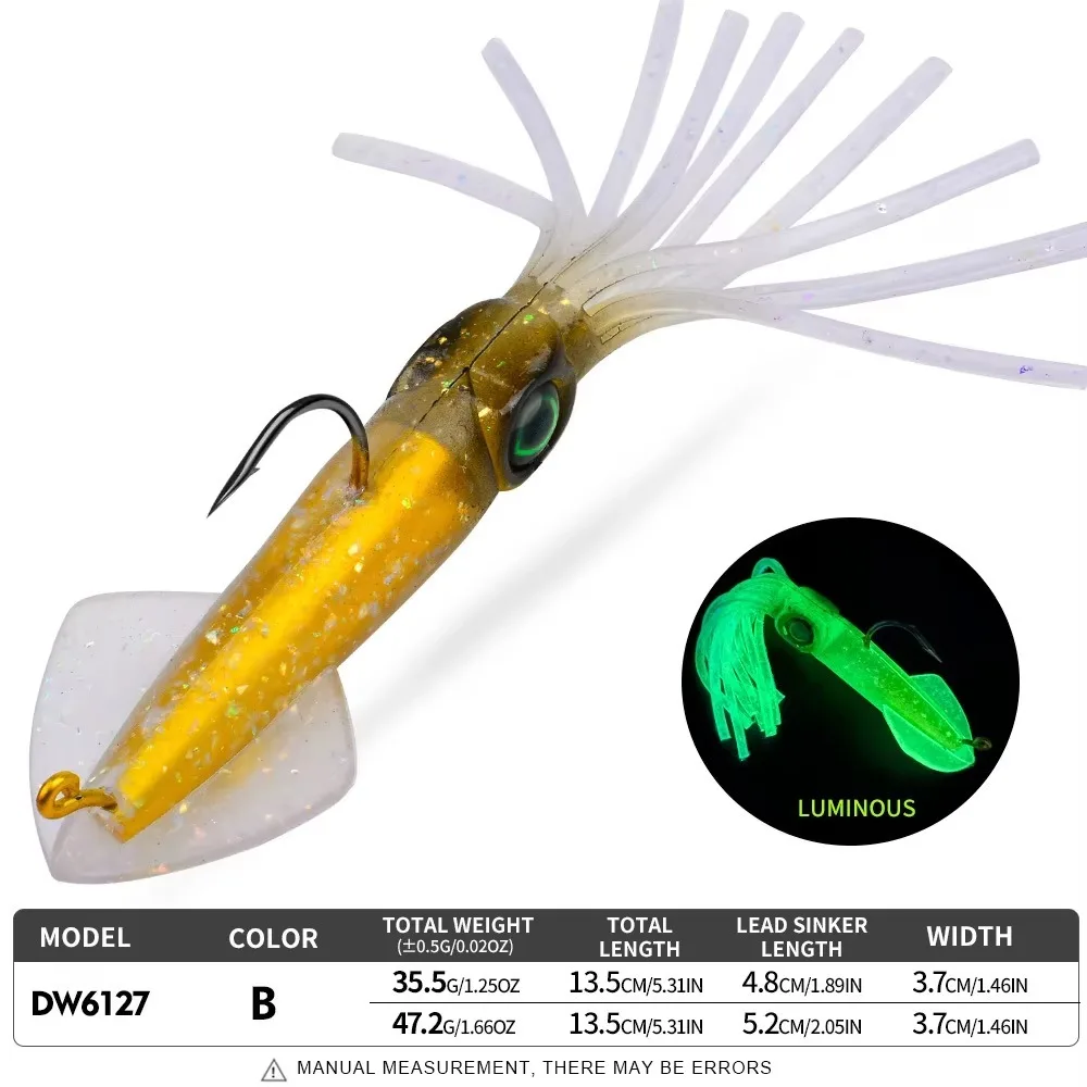 

13.5cm Length Soft Lure Squid Skirts PVC Material Octopus Shape Artificial Bait 35.5g Weight Soft Texture Fishing Lure