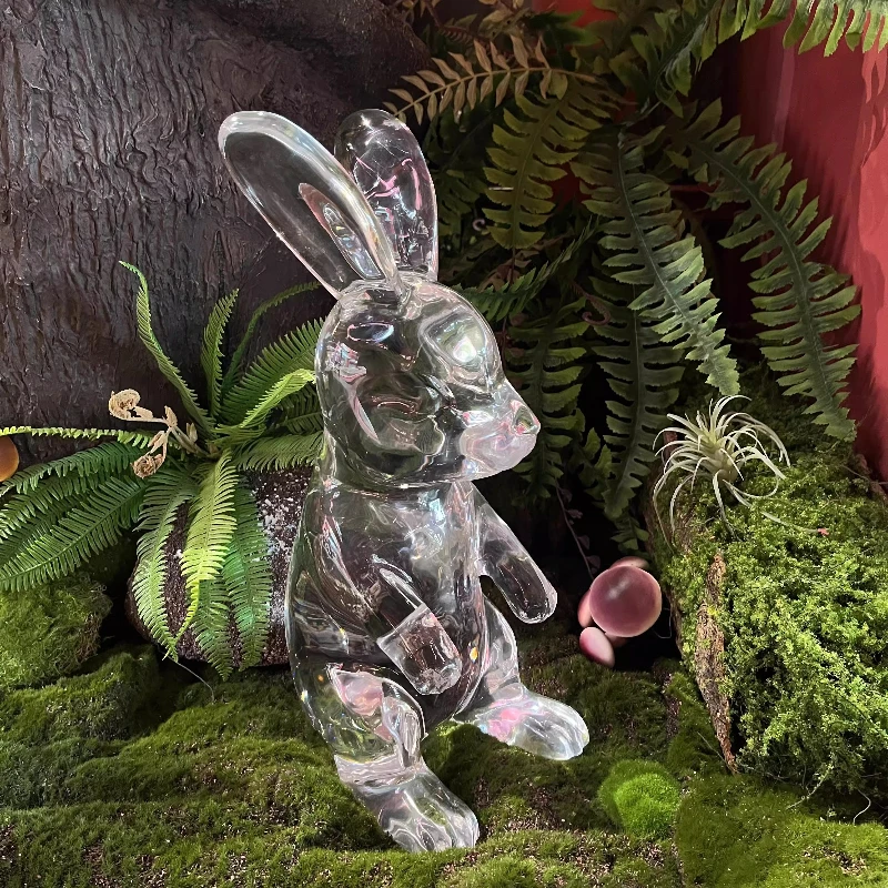 

Light luxury decoration Transparent rabbit platinum crystal acrylic sculpture ornament Home jewelry