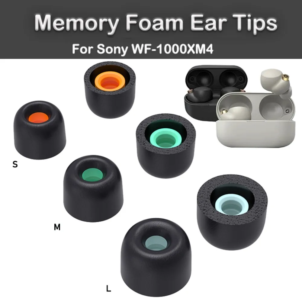 2 pairs Sound Insulation Replacement Foam Earbuds Eartips Protective Noise Reduction Ear Tips Cushion Earbuds S M L Anti Slip