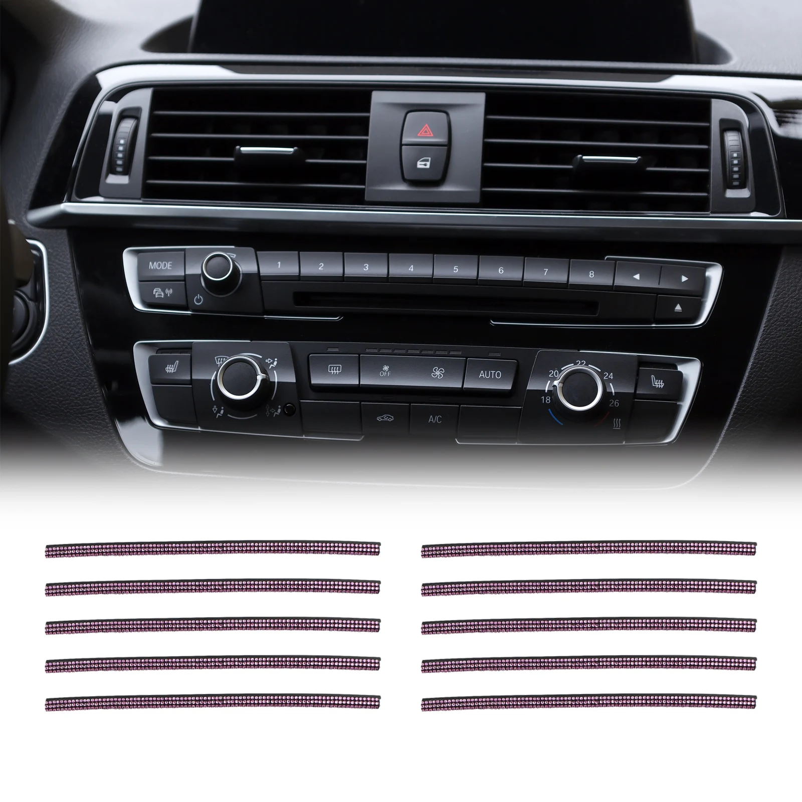 10pcs Car Air Vent Decorative Strips for Inline Air Vents Enhance Interior Aesthetics and Protect Against Dust