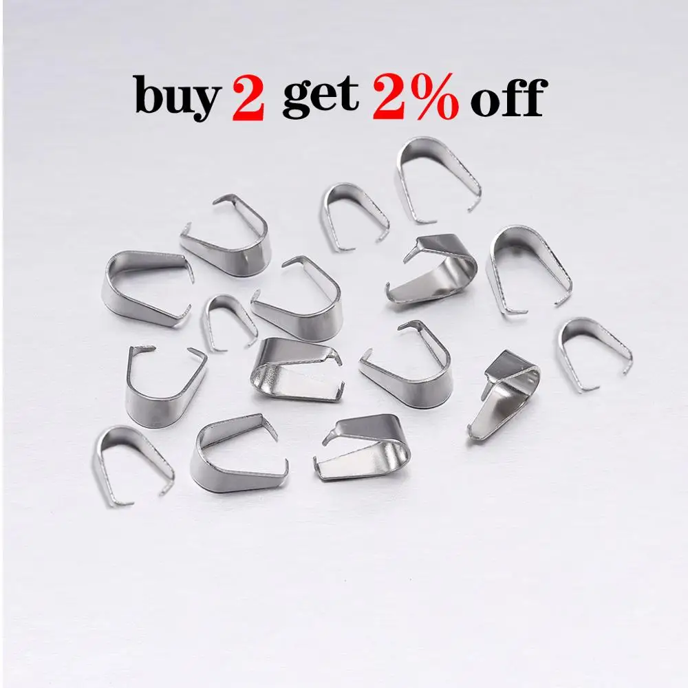 50/100pcs Stainless Steel Pendant Pinch Bail Clasps Necklace Hooks Clips Connector For Jewelry Making Findings Accessories DIY