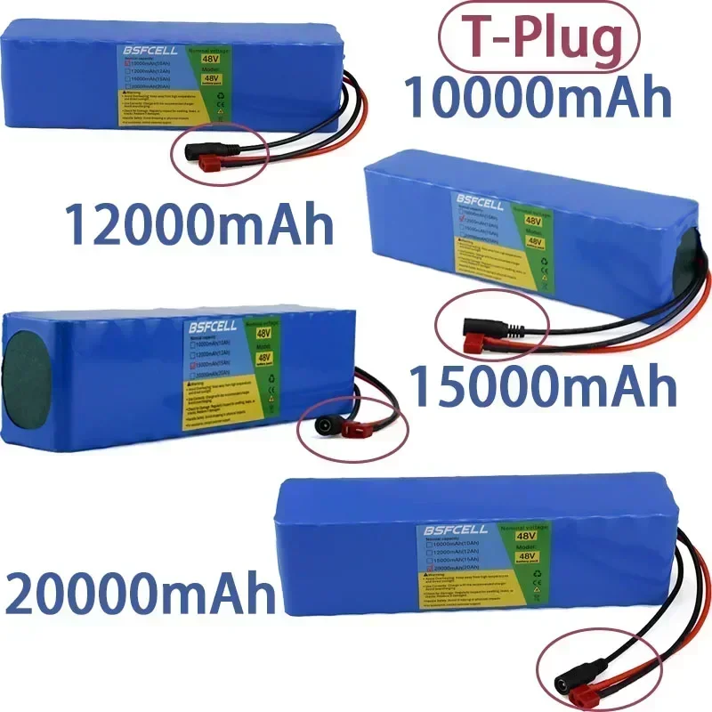 48V E-Bike Battery 10Ah 12Ah 15Ah 20Ah Li-ion Battery XT60 T-plug Wire Connector With BMS For 150W-1000W 13S3P Battery pack