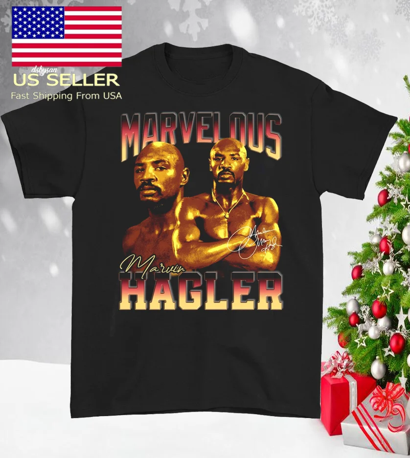 Marvelous Marvin Hagler boxer T-shirt Black Short Sleeve All Sizes 113