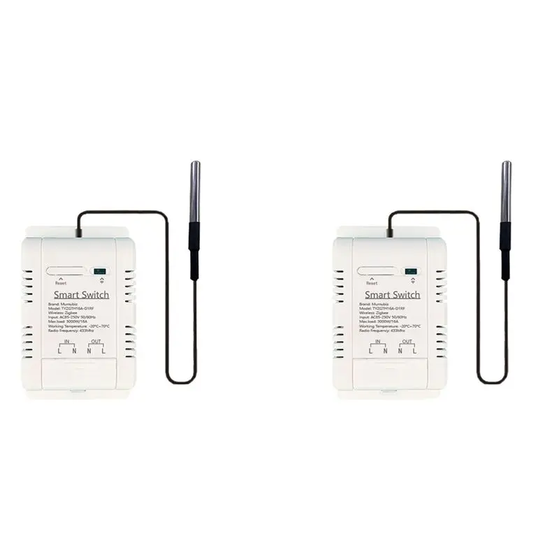 B04B-2X For Tuya Zigbee Smart Switch With Temperature Sensor 16A 3000W Wireless Smart Switch For Alexa Google Home Yandex