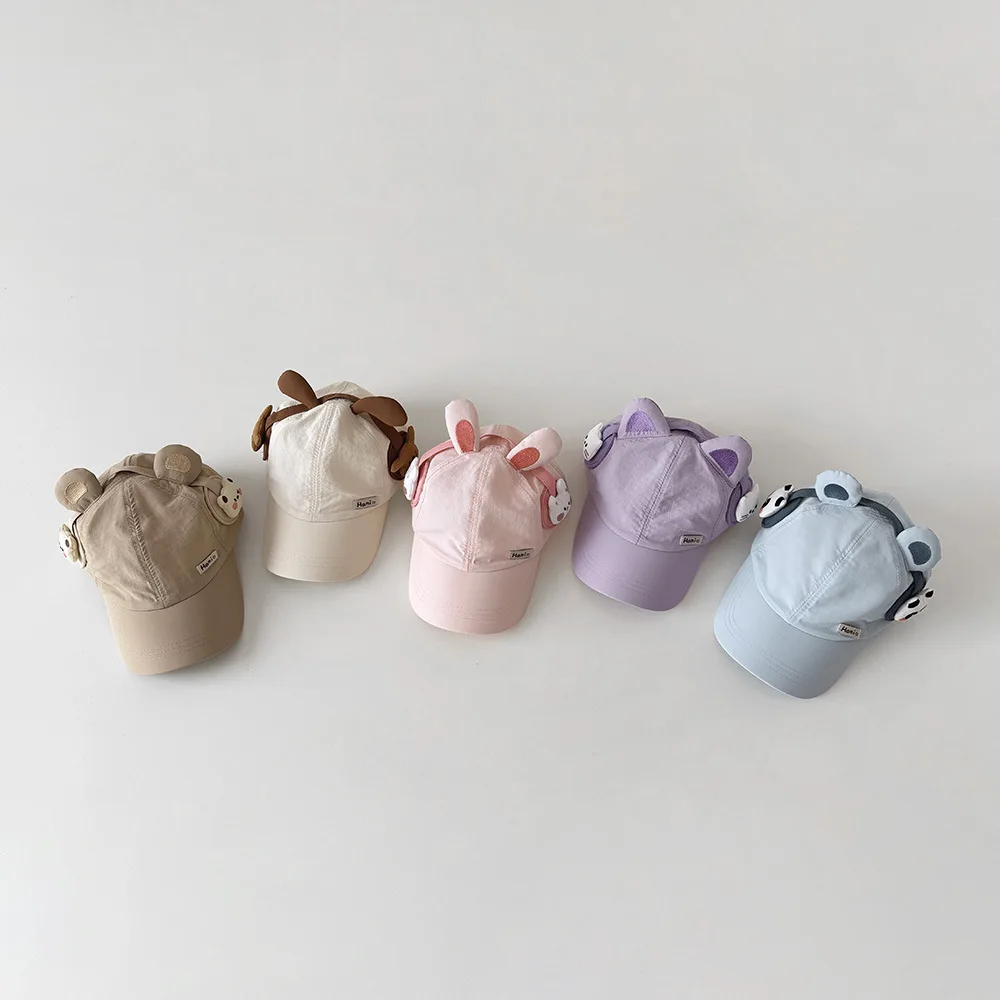Summer Kids Boys Girls Baseball Caps Lovely Animal Accessories Thin Breathable Quick Drying Baby Sun Hats Children Peaked Hat