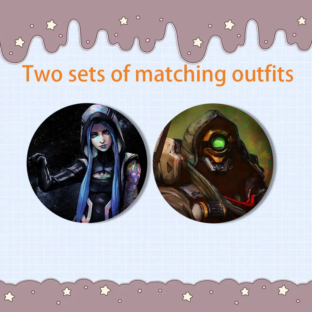 game Zer0 FL4K Maya Borderlands Krieg 2 piece set Pins Creativity Printed Pictures Text Metal Lapel Badges Brooches Jewelry Gift