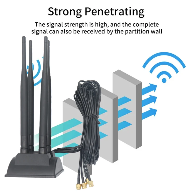 Imagem -02 - Antena Aérea Omni Wifi de Banda Dupla Cabo 4x4 2.4g 5.8g 15dbi Sma Rpsma Placa de Rede Roteador Modem com Base Magnética