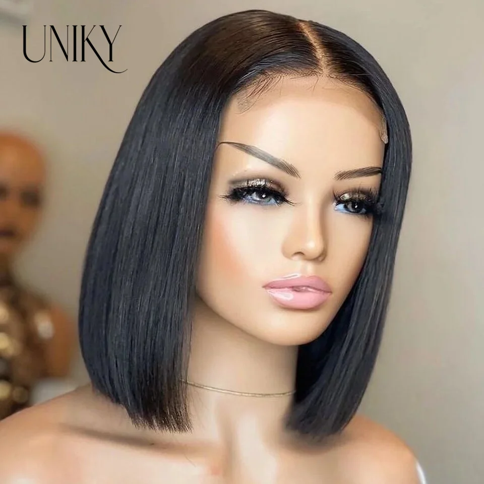 

Straight Short Bob Wig Lace Frontal Human Hair Wigs Pre Plucked Brazilian Straight Bob Lace Frontal Wigs For Black Women Uniky