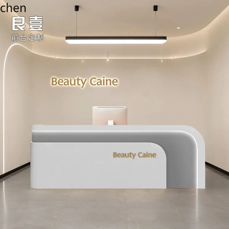 Beauty Salon Curved Cashier Counter Dental Bar Dance Training Institution Company Front Desk Reception Desk