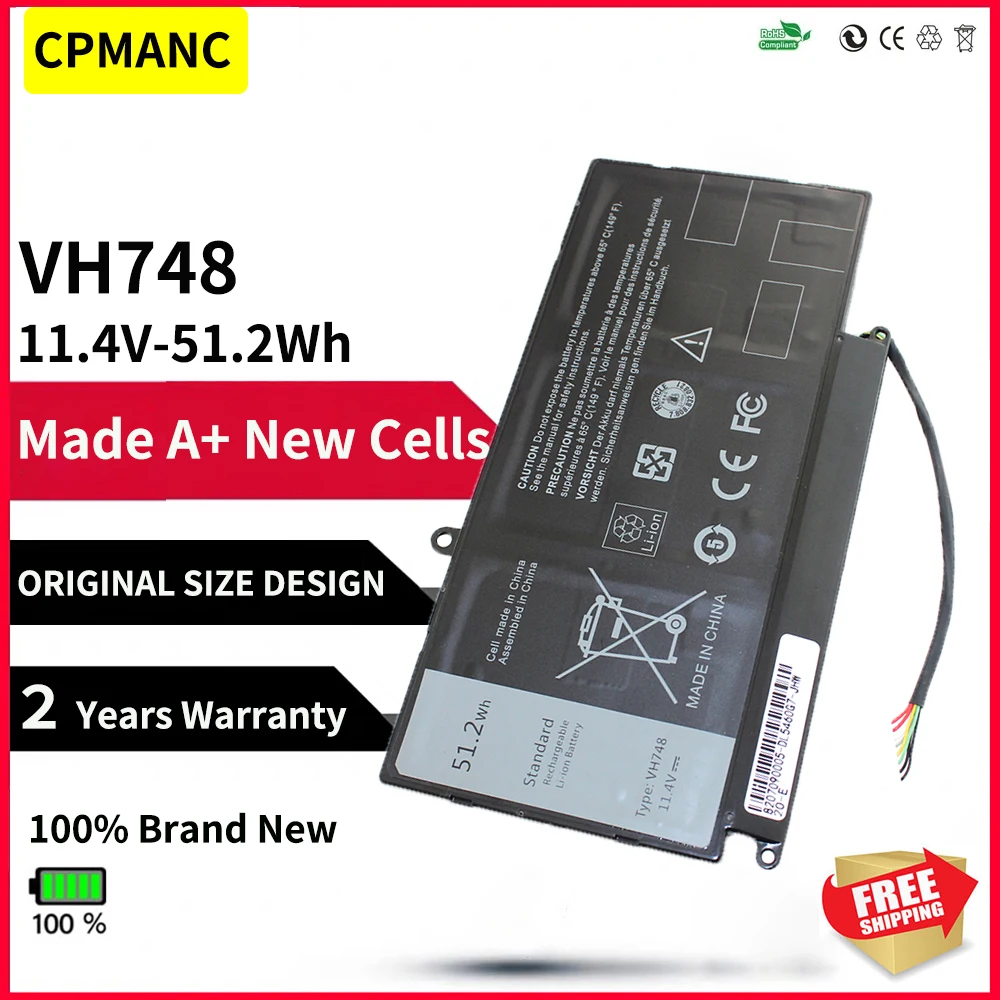 CPMANC 51.2wh VH748 Batteria Del Computer Portatile Per DELL Vostro 5460 5470 5560 14 5480 per Inspiron 14 5439 5470D-1328 V5460D-1308 1318