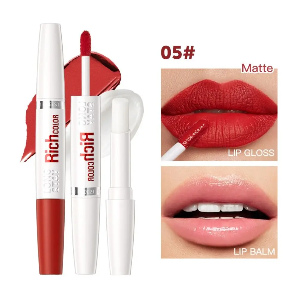 Heißer wasserdichter Lipgloss, samtig, nährender Doppelkopf, schimmernder Lippenglasur, matt, feuchtigkeitsspendend, matt, Spiegelwasser-Lippenbalsam