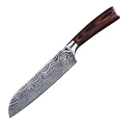 Carbon Steel Santoku Kitchen Knife for Home Restaurant Razor Sharp Japanese Chef Ergonomic Handle