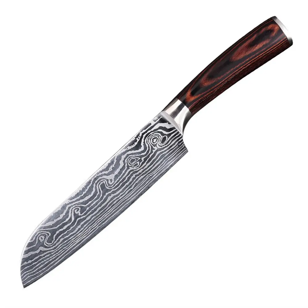 Nóż kuchenny Santoku ze stali węglowej do restauracji domowej Ostry japoński szef kuchni Ergonomiczny uchwyt