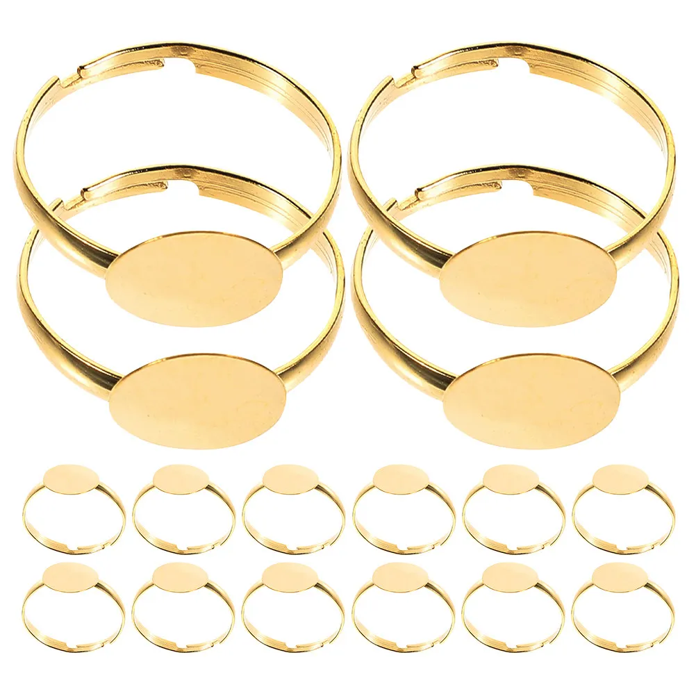 50pcs Blank Ring Settings Flat Round Pad Ring Base For Jewelry Making Adjustable Diy Wedding Band Blanks Jewelry Diy Projects