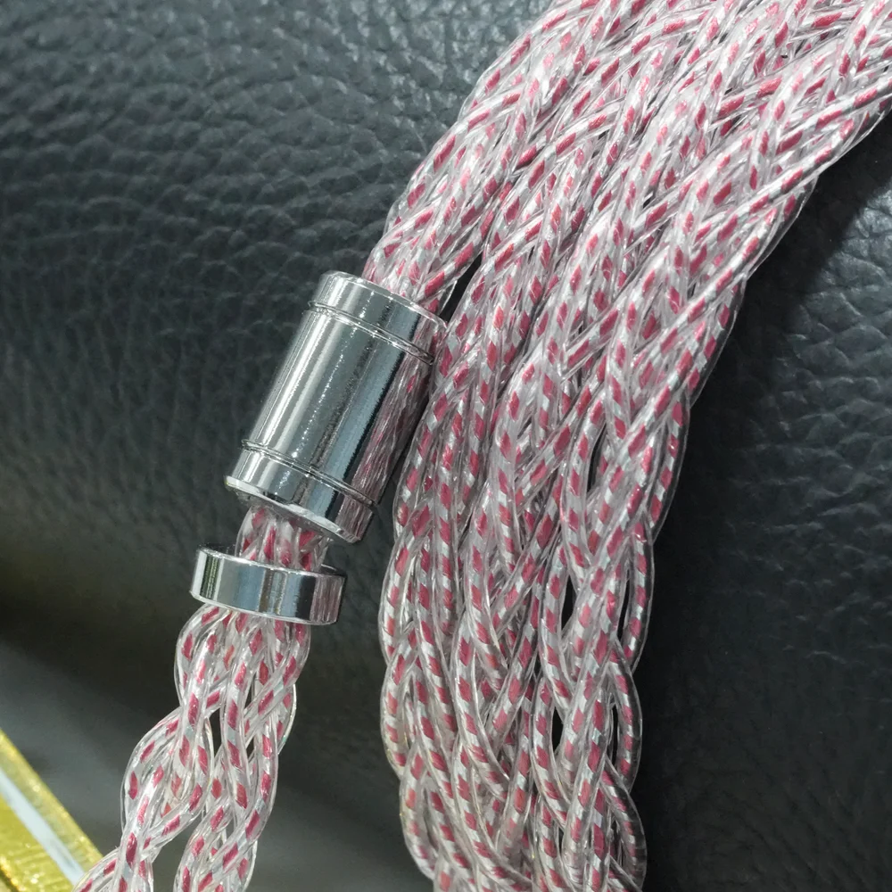 XINHS X19 8-core Roze Single Crystal Koper Verzilverd Oortelefoon Upgrade Kabel 0.78 2pin/HD650/IE900/KZ-QDC/MMCX