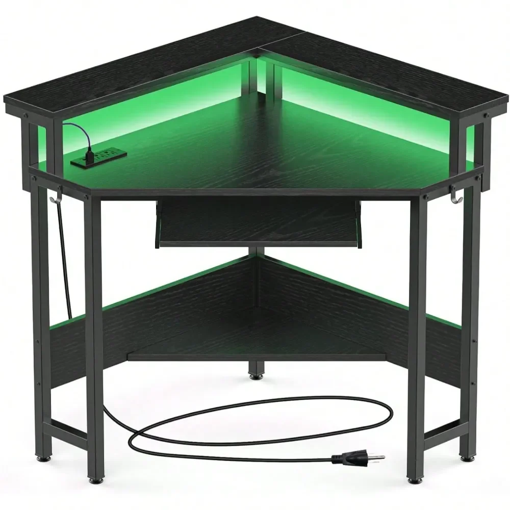 

computer desk table office deskConner Desk Home Office Computer Desk For Small Space With LED Lights Gaming Table With Storage S