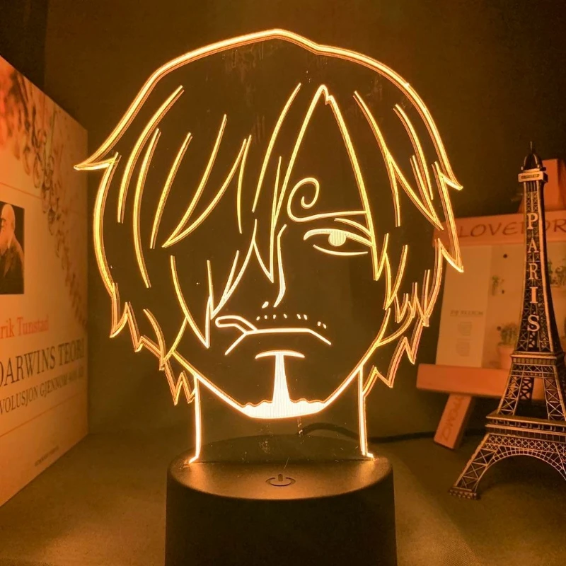 

One Piece Sanji anime cartoon cute acrylic glowing standee 2D for boys and girls bedroom atmosphere night light decoration gift