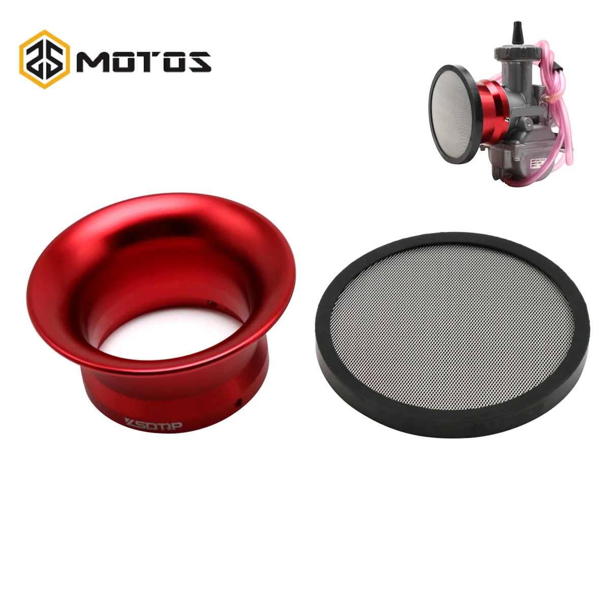 ZS MOTOS Air Filter 63mm Carburetor Air Filter Interface Wind Cup Horn Velocity Stack With Mesh Net For PWM PWK 34 36 38 40 42mm