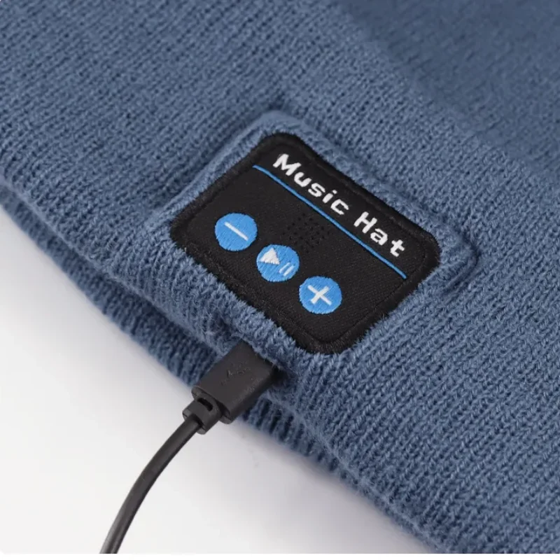 Warm Beanie Handfree-Compatible Bluetooth 5.0 Wireless Stereo Headset Music Player With MIC Support Dimming Rechargeable Battery
