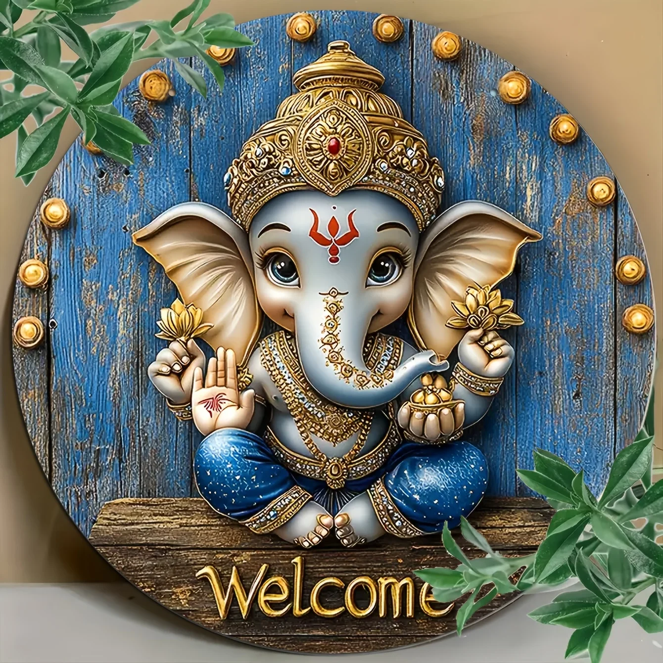 

A Wooden Welcome Sign Featuring A Thai Elephant Theme for Wall Decoration, Perfect for Home, Bar, Cafe Decor & Gifts, Room Decor