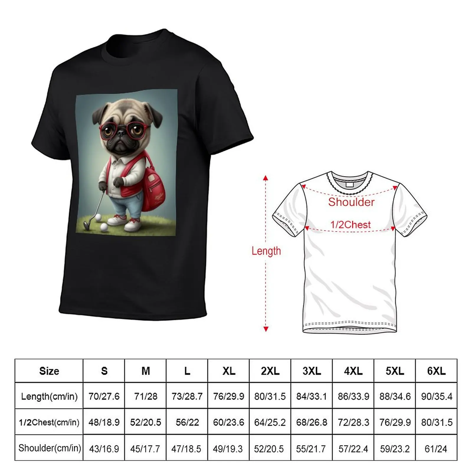 Golfer Mops T-Shirt koszulki koszulki graficzne topy ubrania hippie chłopcy białe męskie koszulki graficzne pakiet