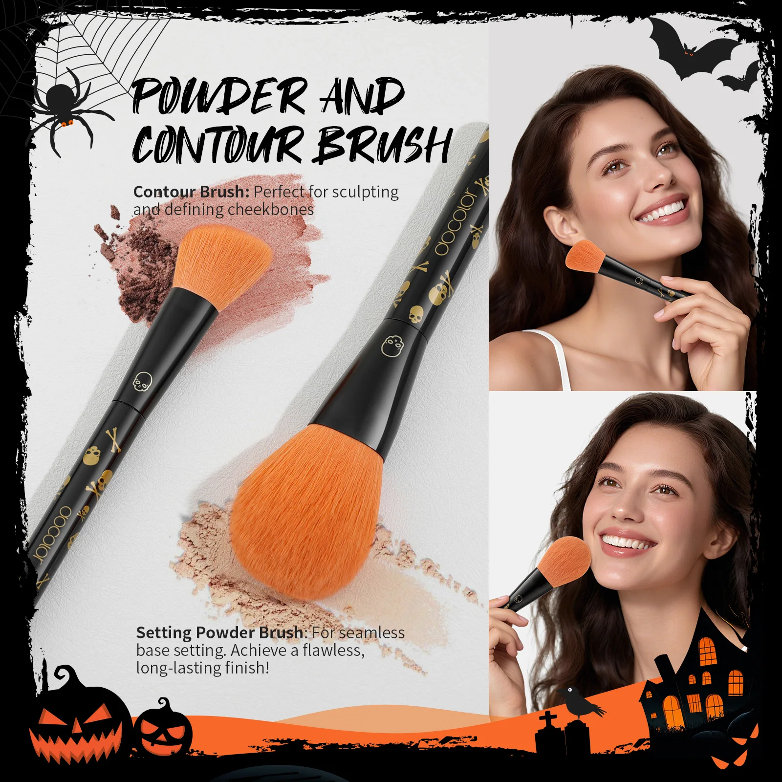 Docolor Halloween Goth ensemble de pinceaux de maquillage poudre Contour Eyeliner fard à paupières brosse fard à paupières Palette maquillage éponge bouffée cicatrice tatouage