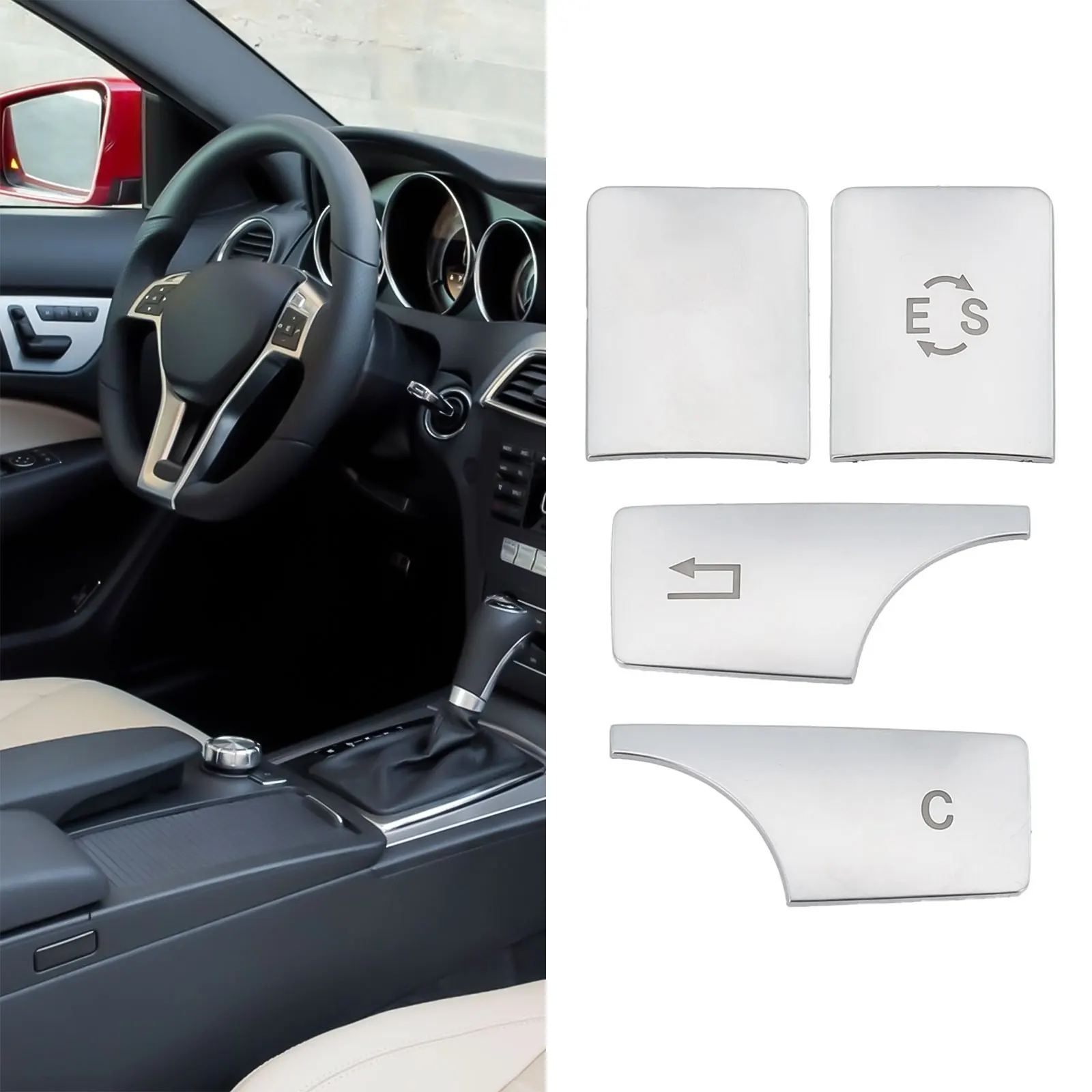 Easy and Quick Installation Car Center Console ES Button Cover Trim for Mercedes E Class W212 2010 2013 No Tools Required