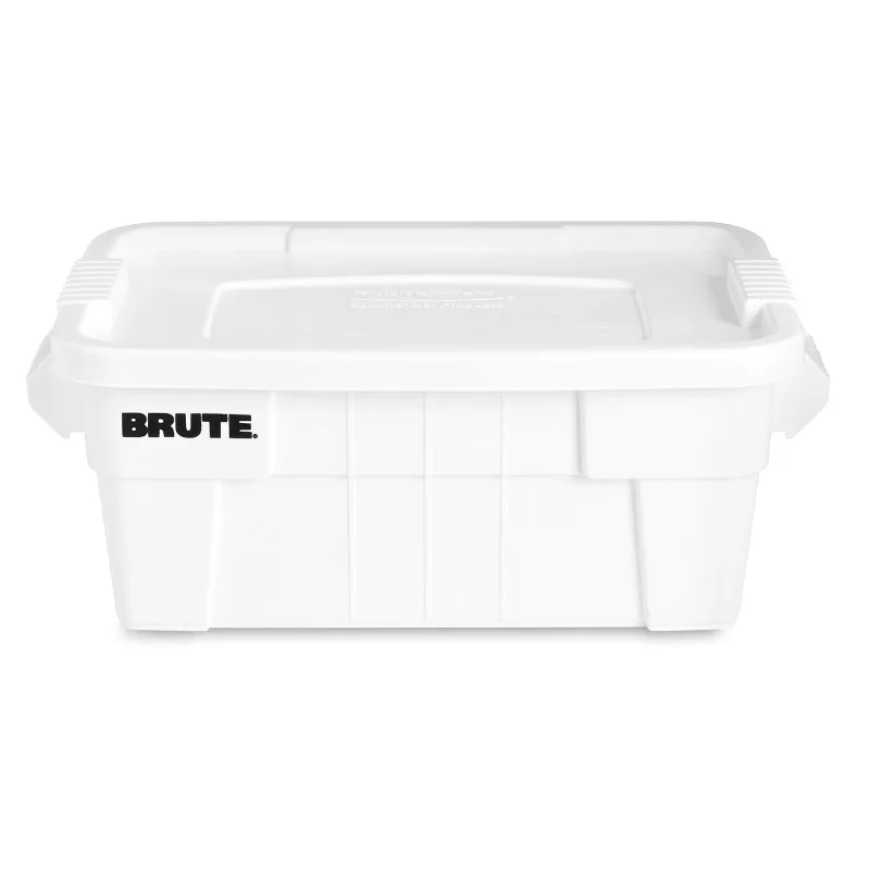 home.Commercial Products BRUTE Tote Storage Bin with Lid, 14-Gallon, White, Rugged/Reusable Boxes for Moving/Camping