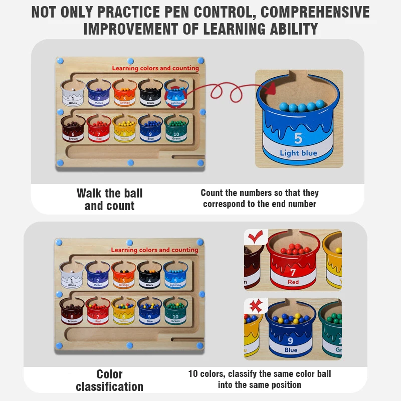 Houten Steel Wiskunde Speelgoed Set Magnetische Puzzel Speelgoed Vroege Educatie Nummer Leren Kraal Magnetische Pen Speelgoed Voor Kinderen Cadeau