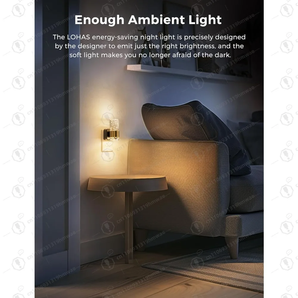 قطعتان من مصابيح الليل القابلة للتعتيم يتم توصيلها على الحائط، سطوع قابل للتعديل، ضوء مع مستشعر من الغسق إلى الفجر، لمدخل الحمام