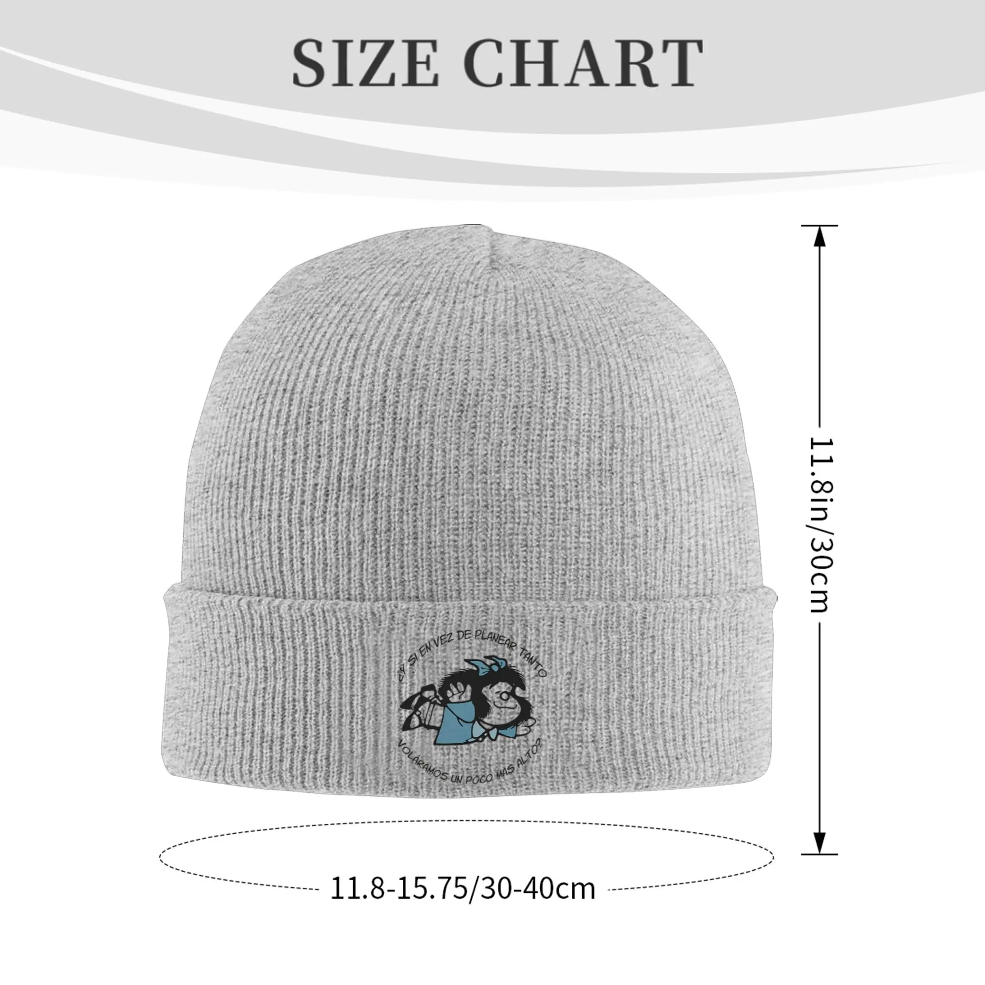 Funny Mafalda  Hat Autumn Winter Beanies Ski Comic Ulzzang Cartoon Kawaii Caps Unisex Acrylic Knitted Hat