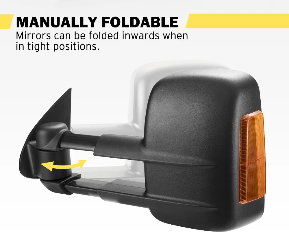 Black Manually Fold Extendable Towing Mirrors For Toyota Hilux 2005-2015 Side Mirror