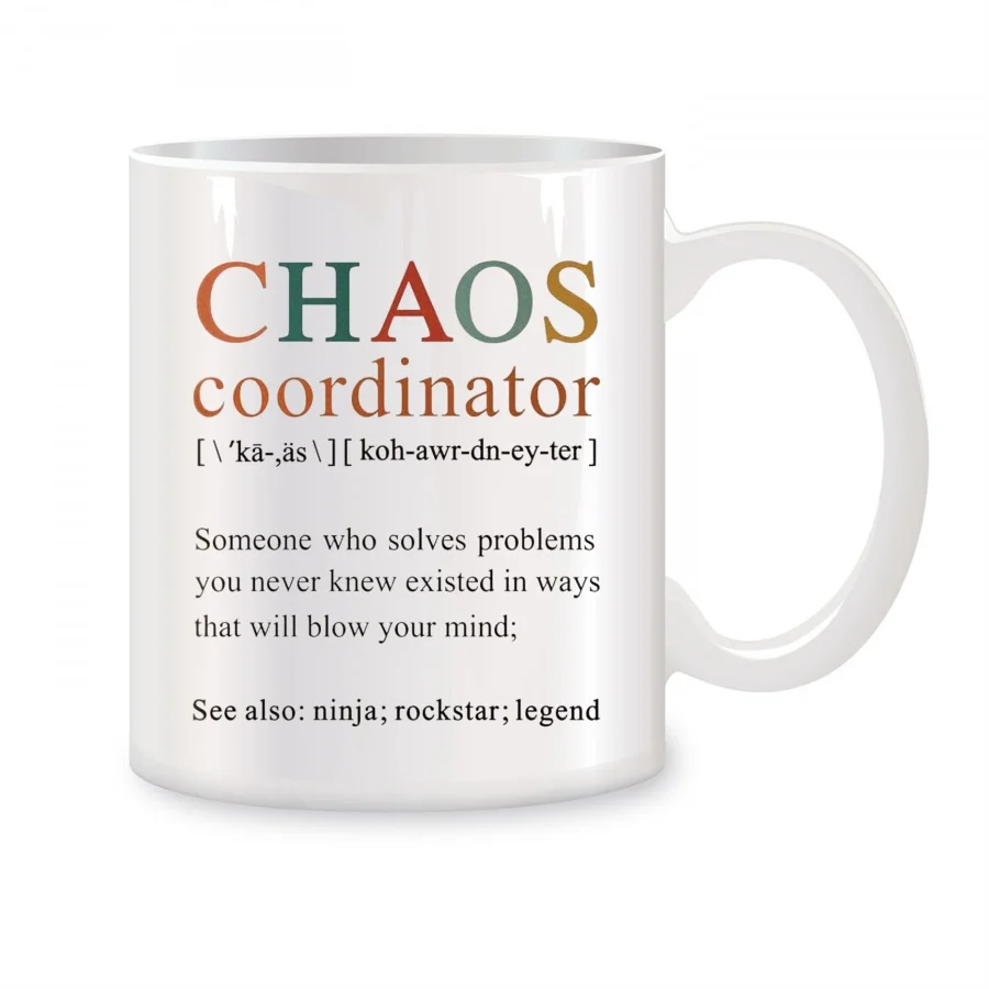 Chaos Coordinator Mugs For Boss Lady Office Teacher Employee Birthday Gifts Novelty Coffee Ceramic Tea Cups White 11 oz